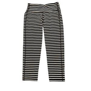 ATHLETA Chaturanga Capri Legging Women's SIZE XS Crop Navy Black & White Stripe